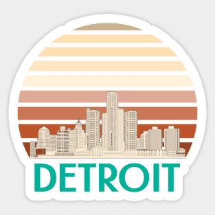 Detroit city skyline skyscraper vintage Sticker